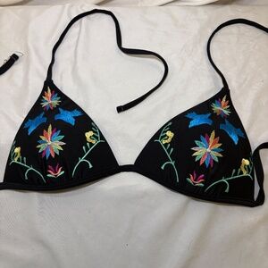 Candie's Swim Women's Embroidered Bikini Top Small Fiesta/Mexican/Birds/Floral